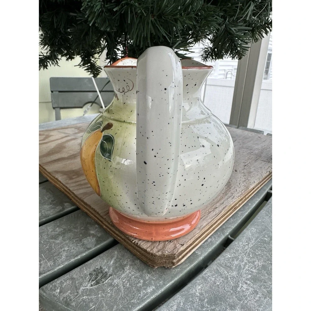 VTG 1997 Enesco Julie Ueland Pitcher Colorful Fruit Pattern 7 Inches